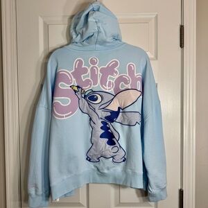 Pre-owned. Disney Parks Stitch Hello Universe Zip Up Hoodie Sweatshirt 2X.